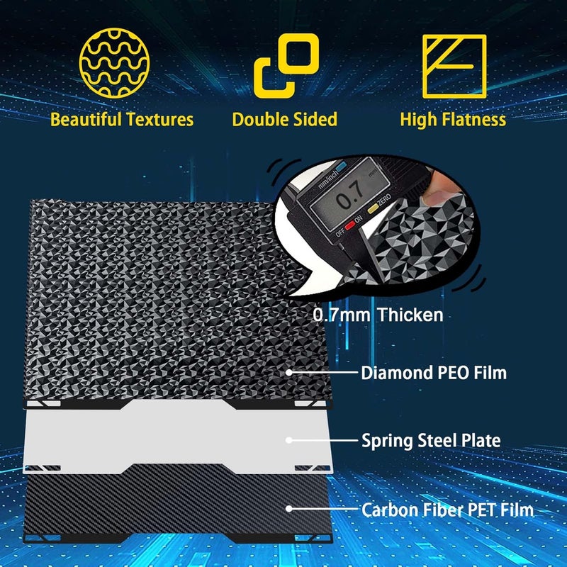 IdeaFormer-3D لوحة بناء PEO PET لمختبر بامبو H2D H2S كومبو، لوحة سرير فولاذية ربيع مزدوجة الجوانب قابلة للإزالة وسلسة لمختبرات بامبو H2D H2S منصة الطباعة، حجم الطباعة 350 مم × 320 مم - Image 3